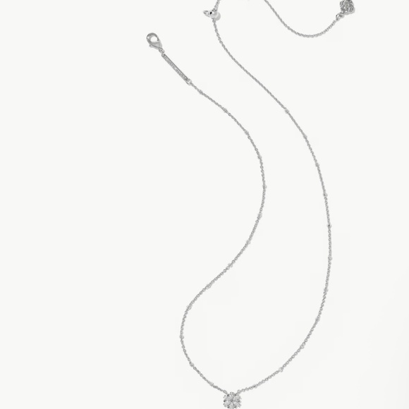 Kendra Scott Mylah Silver Short Pendant Necklace In White CZ - Picture 2 of 3